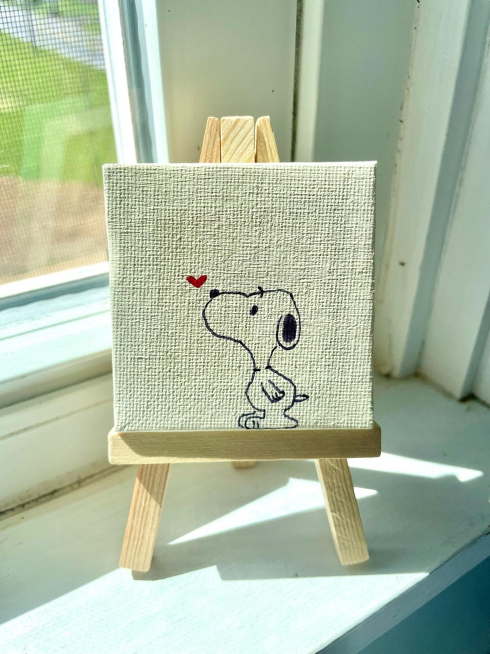 Mini Snoopy Canvas Art with Red Heart